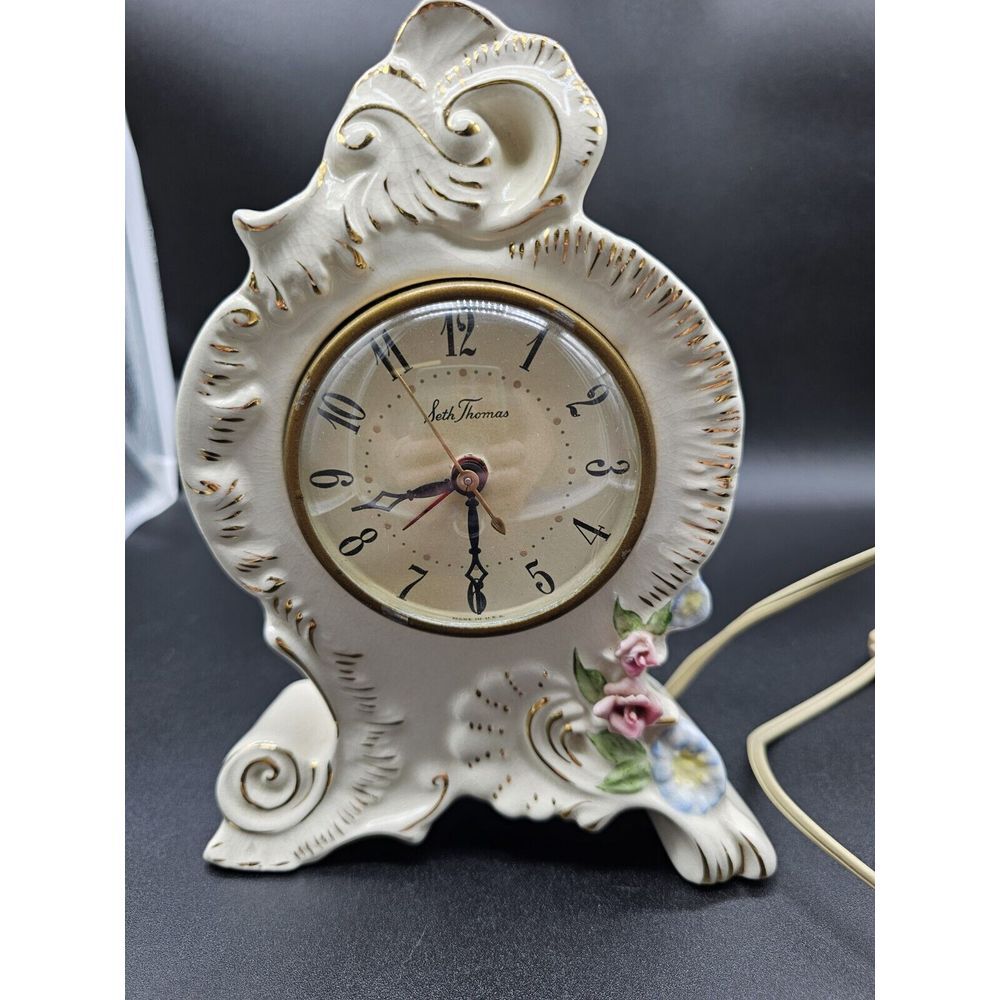 Vintage Ceramic Seth Thomas Electric Mantle Clock‎ ~Working